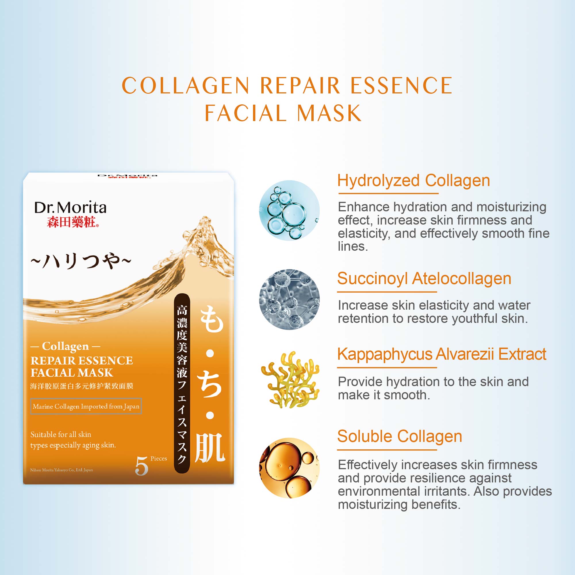 Dr. Morita Collagen Repair Essence Facial Mask 5pcs